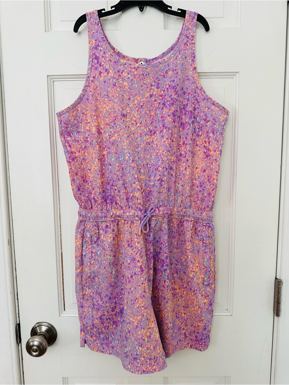Athleta Girl Play More Pink Confetti Shorts Romper Sz 16